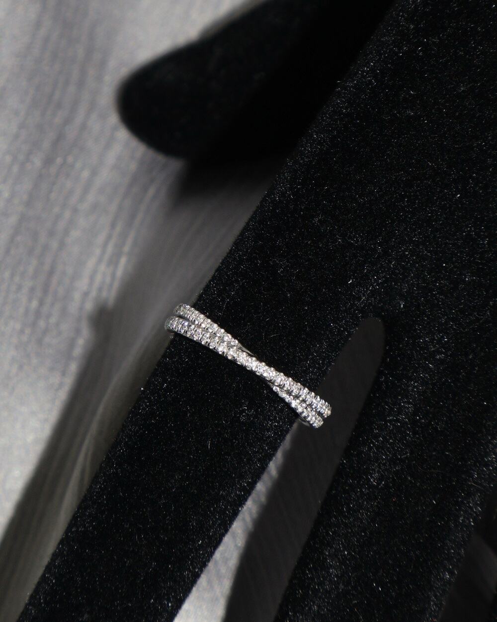 David Yurman PT 950 Crossover Micro Pavé Diamonds Band Ring 3.7G / Sz 5